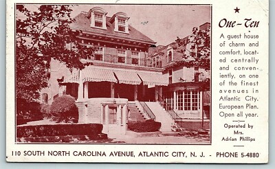 Postcard NJ Atlantic City One Ten Guest House Torn Down   B12