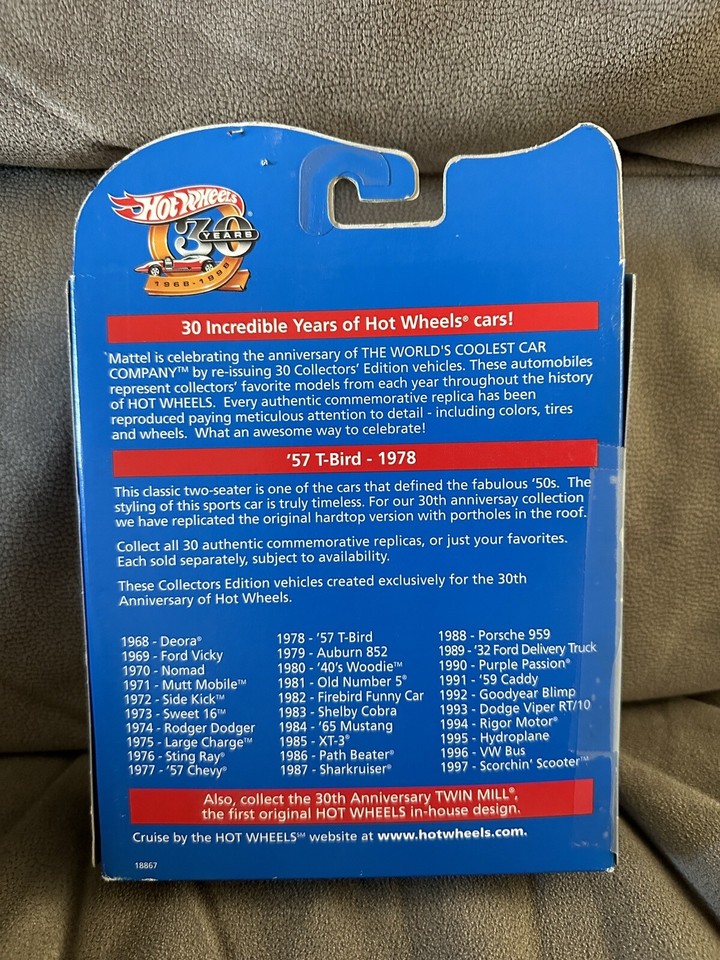 1997 Hot Wheels 30 Years 1978 Flying Colors '57 TBird diecast car eBay