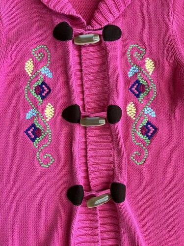 Hanna Andersson Girl’s Pink Floral Embroidered Cotton Cardigan Sweater Size 130 - Picture 13 of 14