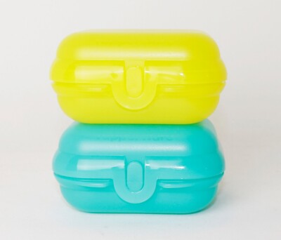 TUPPERWARE Twin 2x Gr. 1 Gelb + Türkis Brotdose Snackbox Lunchbox