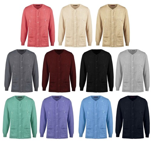 WOMEN Ladies Round Neck Cardigan Front 