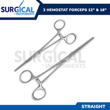 2pc Fishing Set 12" + 16" Curved Hemostat Forceps Locking Clamps German Grade
