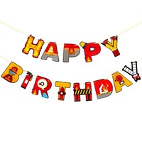 Happy Birthday Girlande Banner Mit Feuerwehr Motiv Kinder Geburtstag Deko Jungs