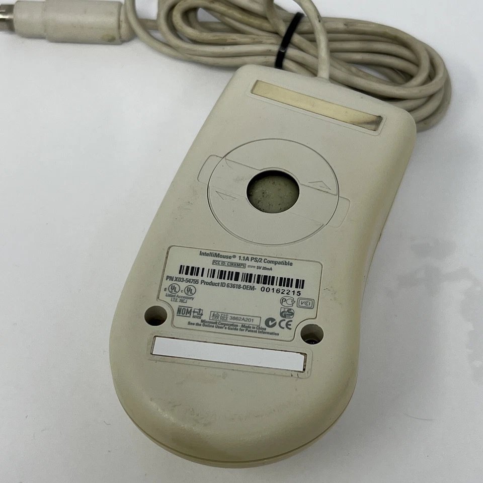 Vintage CTX Microsoft Intellimouse Optical 1.1A 3 Button Mouse USB PS/2 - Image 3 of 3