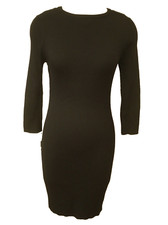 Calvin Klein Women's Size Large Sweater Dress Black Ribbed Bodycon Cut Out NEW