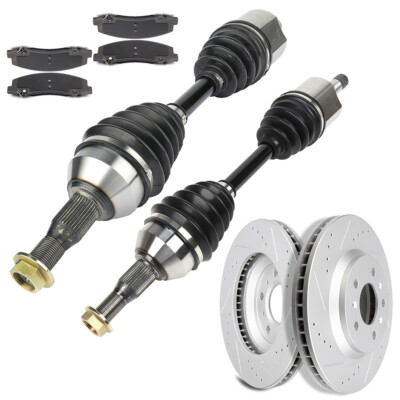 New Front CV Axles + Brake Pads & Rotors For 2006-2009 Chevy Impala 3.5L 3.9L