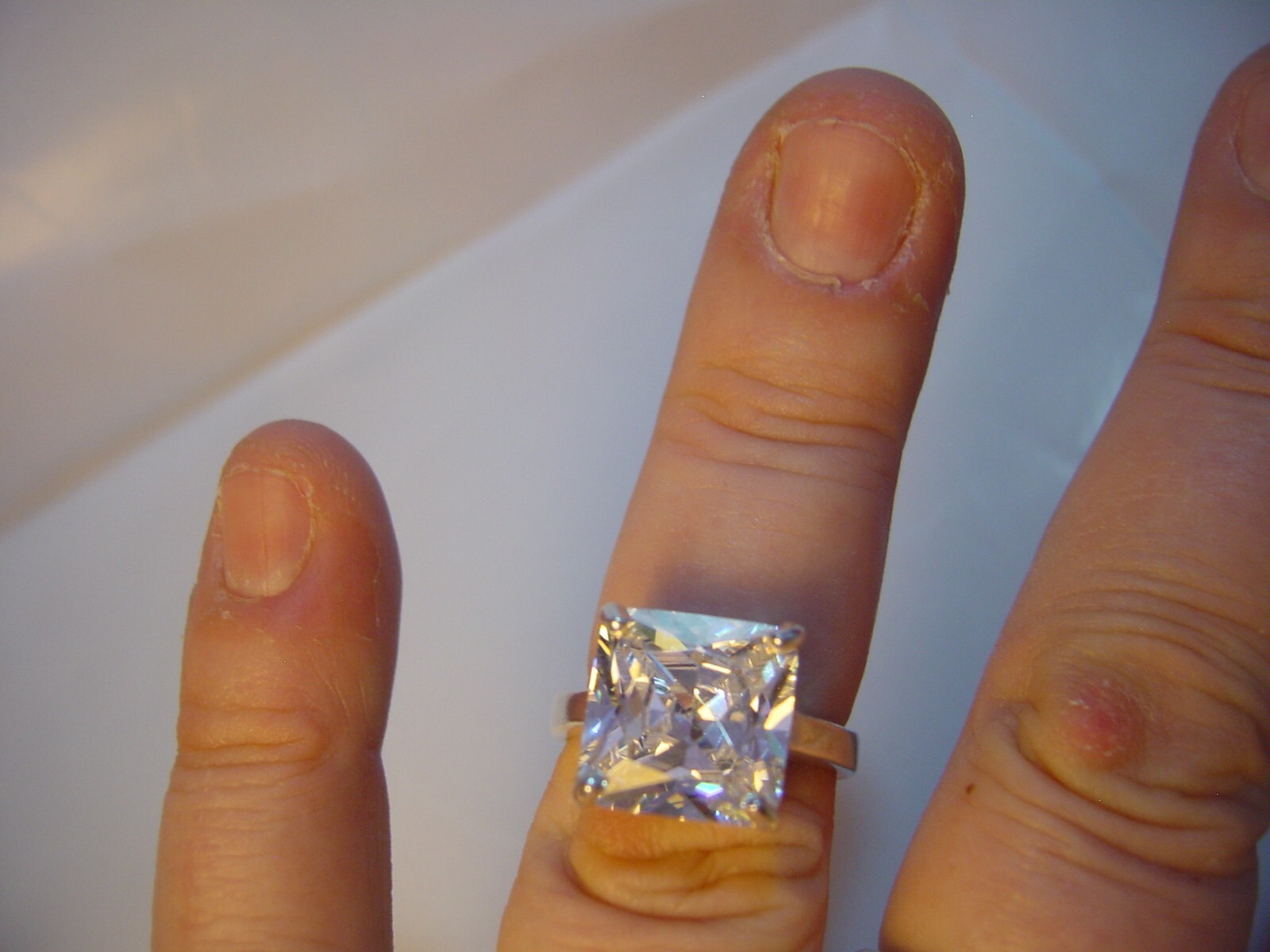 High-Quality Solid Silver Ring -Large Square Spar… - image 8