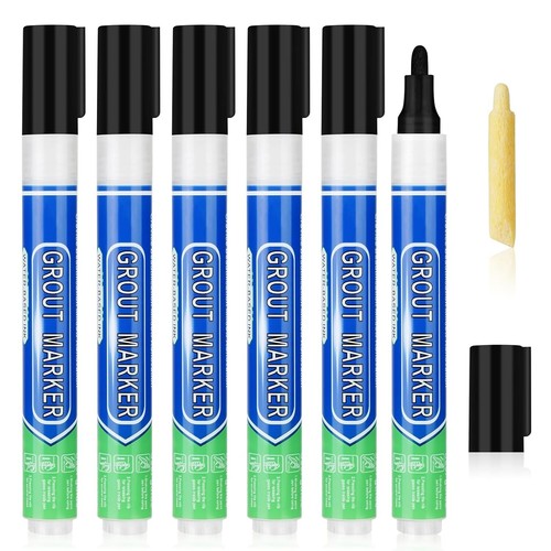 6PCS Black Grout Pen Tile Paint Marker with Replacement Nib for Bathroom,Kitchen - 第 8/8 張圖片