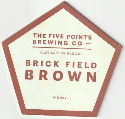 GEBRAUCHTER PUMPENCLIP VORNE - THE FIVE POINTS BREWING CO - BRICK FIELD BROWN