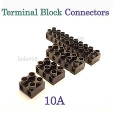  10A Black Terminal Blocks Connector Electric Strip Cable Wire Choc Fire Proof 