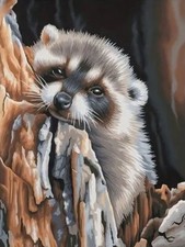 DIY 5D Baby Raccoon Diamond Art Painting Set, Craft Wall Art Decor 30x40cm