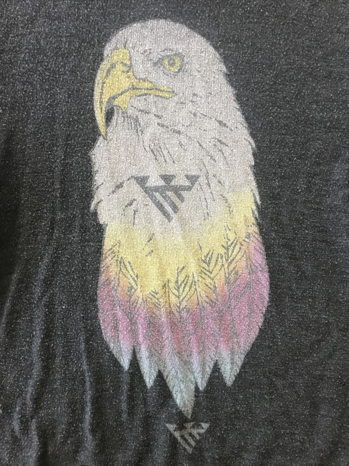 Camisa Wildfox EE. UU. Águila Patriótica Gráfica Mujer Manga Larga Negra Gris Talla Pequeña Foto 3 de 4