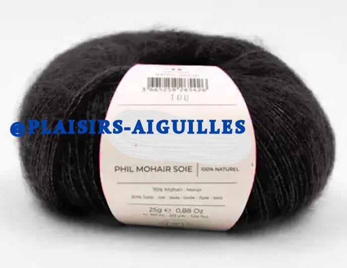 Pelotes PHIL MOHAIR ET SOIE noir pour tricoter un pull de soirée chaud et léger