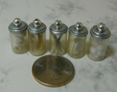Dollhouse miniature handcrafted Medical medical jars q-tips cotton 1/12th scale