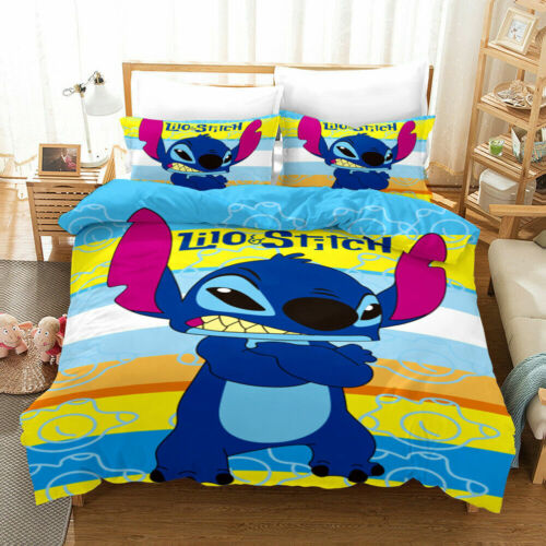 3D Kids Cartoon Bedding Set Stitch Lilo Duvet Cover Sets Quilt Cover Pillow Case - Picture 2 of 20