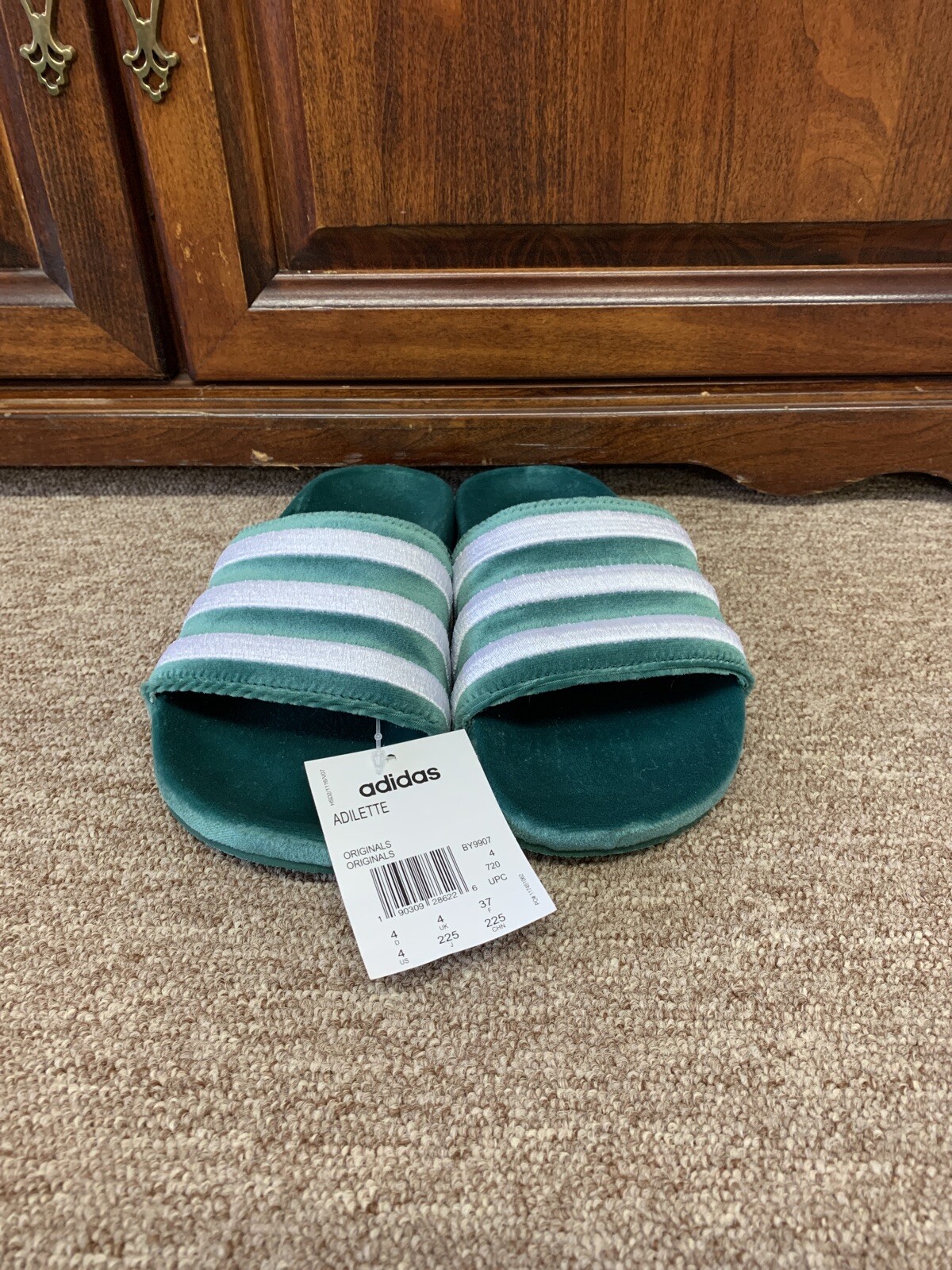 velvet adidas slides