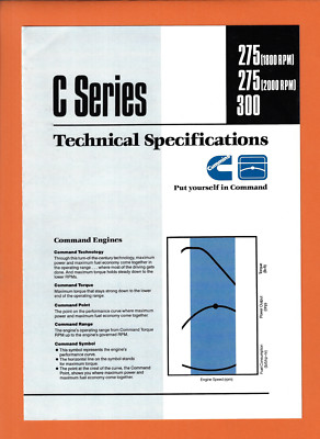 CUMMINS C SERIES ENGINES 4 PAGE TECHNICAL SPECIFICATIONS BROCHURE 08/91