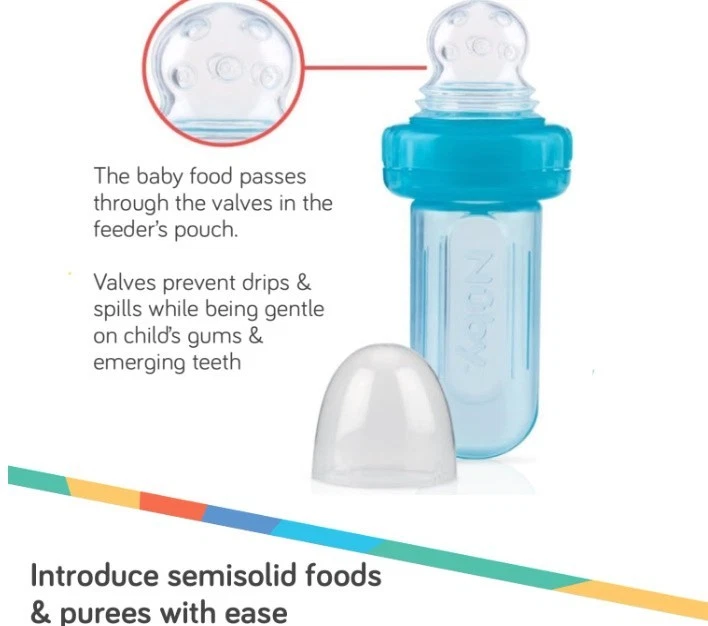 2-Pack EZ Squee-Z Silicone Baby Food Dispensers – Aqua & Green - Image 3 of 4