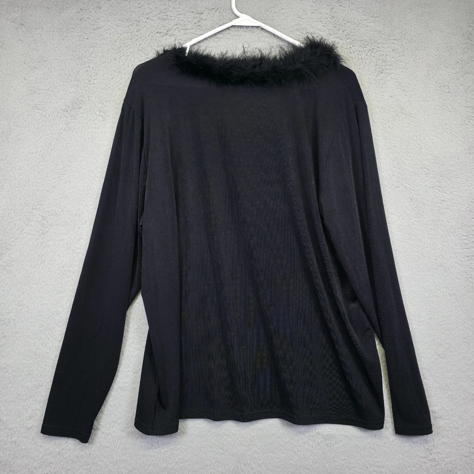 Antigo Western Connection II Top Feminino 2X Gola de Pele Preta Declaração Formal Noite - Imagem 3 de 4