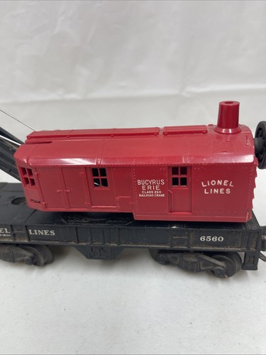 Vintage ORIGINAL LIONEL 6560-25 OPERATING WORK CRANE POSTWAR Bucyrus Erie Red - Picture 4 of 7
