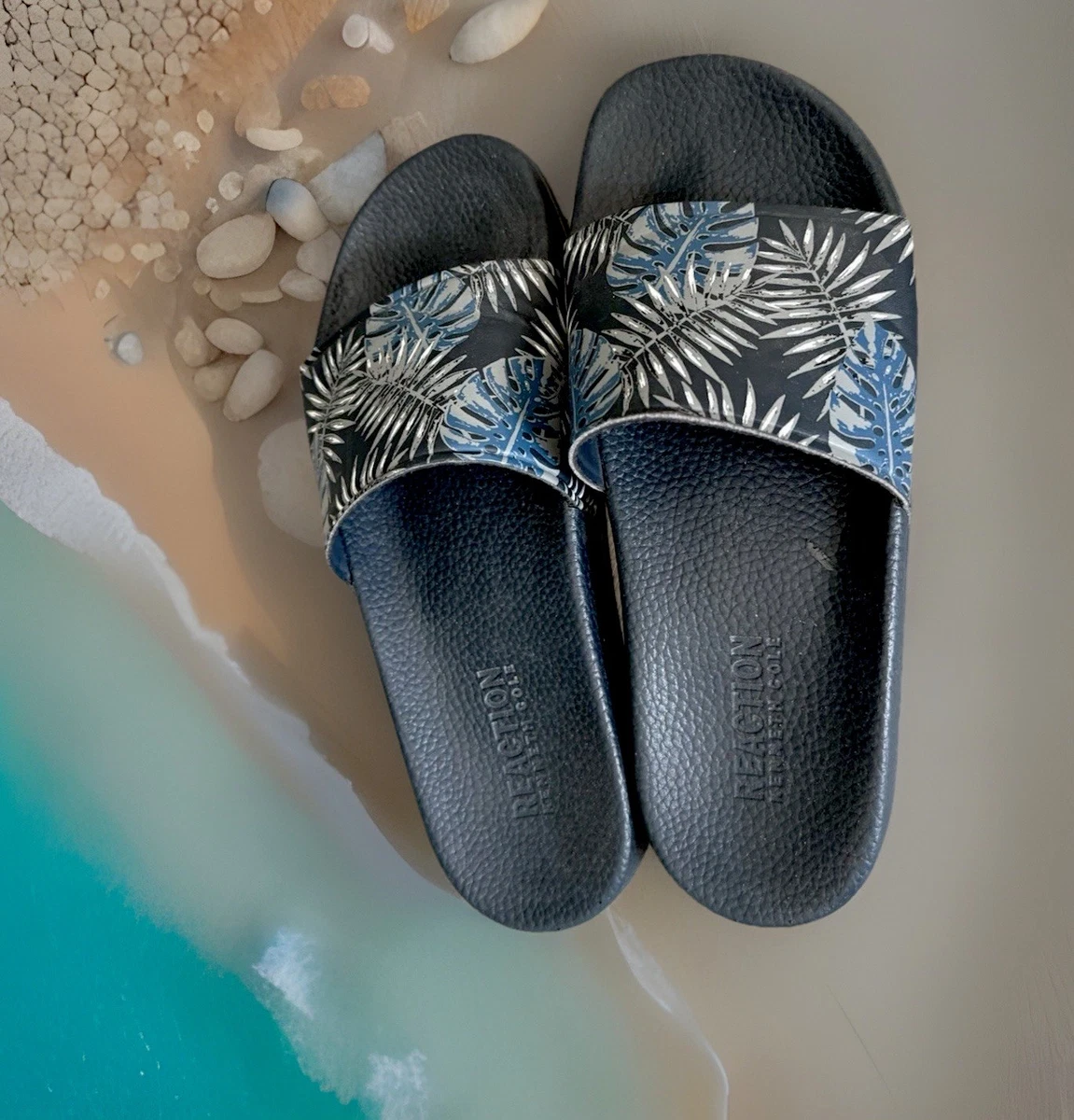 NIB Kenneth Cole Navy Slide Slide Sandals Kenneth Cole M Slide Sandals for Men for sale | eBay main image 3