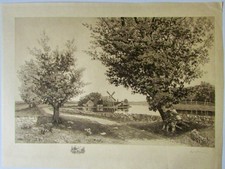 RIVERSIDE WINDMILL G.B.DRAKE CHINE COLLE ETCHING 1892 BY R. DUDENSING N.Y. LG.