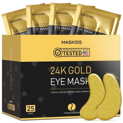 24k Gold Under Eye Patches 25 Pairs, eye mask, Collagen Skin Care Products, E...