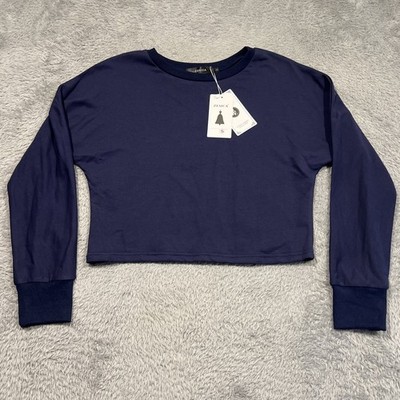 ZESICA Cropped Sweater Blue Dolman Sleeve Super Soft Knit Stretch Women's Small