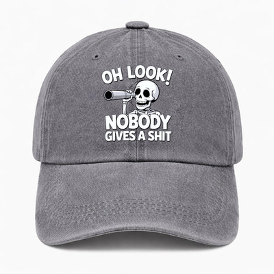 Oh Look Nobody Gives a Sh*t Hat Funny Skeleton Baseball Cap Sarcastic Joke Gift