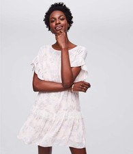 Loft Women's Lacy Floral Flounce Dress in Light Pink and size Medium NWOT $89.50