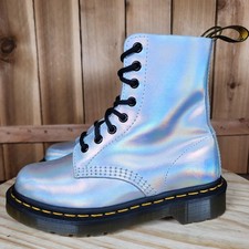 Dr Martens Pascal RS Boots Womens 5 Silver Metallic Leather Combat Ankle