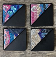 Completed 4 Piece Set Of Diamond Art Corner Bookmarks, Great Gift Idea