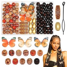 100PCS Hair Beads for Braids Brown Wooden Beads for Hair Loc Dreadlock Beads