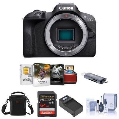 Canon EOS R100 Mirrorless Camera, Bundle with 64GB Memory Card, Smart Charger Ba