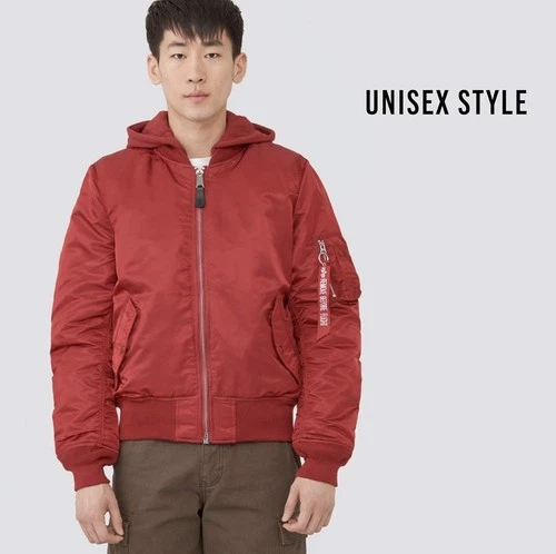 Alpha Industries Men’s MA-1 Natus Insulated Jacket Red Olive Lining Size 2XL image 2