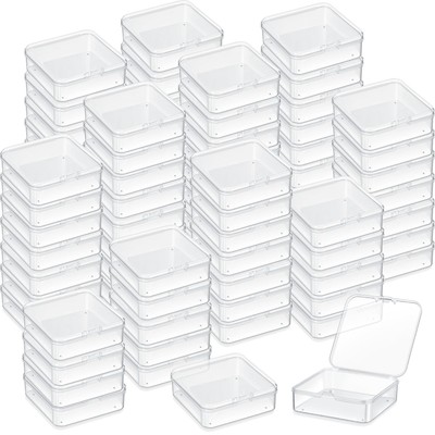 100 Pieces 3 x 3 x 1 Inch Plastic Bead Storage Containers Box Transparent Box...