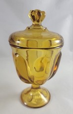 Viking Glass 6 Petal Candy Dish Jar Amber 8  With Lid