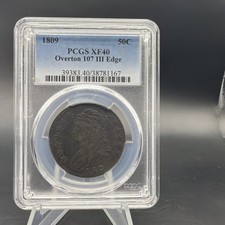 1809 50c Capped Bust Half Dollar - Pcgs Xf40 - Overton 107 Iii Edge - Chip Slab