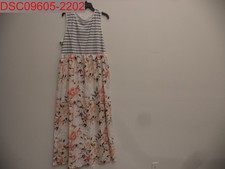 NWT - Women's White Striped Floral Tank Dress, Size 2XL 1475407