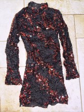 Kelle Girls Child Large Black  Red Sequin Dance Costume