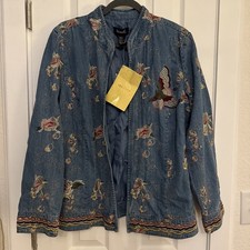 Denim And Company Denim Embroidery Jacket Size Large
