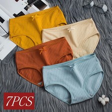 Cotton Panties Low Rise Seamless Soft Breathable Everyday Women Underwear 7 Pcs