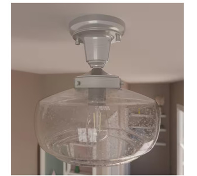 Hunter Saddle Creek 1-Light Brushed Nickel Mini Pendant with Seeded Glass Shade