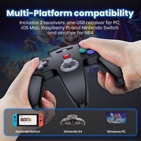 Wireless N64 Controller for Nintendo 64 Console PC Windows Switch w/ Rumble Pak