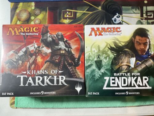 MAGIC THE GATHERING FAT PACK LOT KHANS,TARKIR,BATTLOFOR ZENDIKAR FACTORY SEALED  - Afbeelding 1 van 7