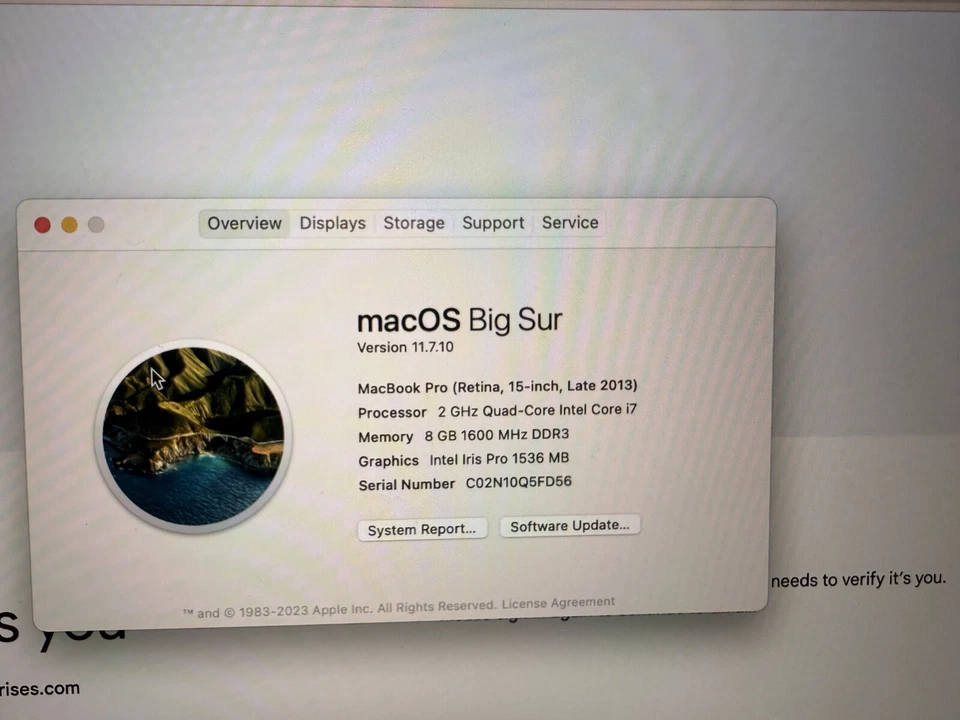 Apple 15" MacBook Pro 2013 2.0GHz 512GB SSD 8GB A1398 - Image 2 of 4