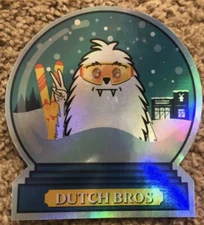 DUTCH Bros STICKER Decal COFFEE Yeti December 2020 HTF Rare SNOW Globe SKI Peace