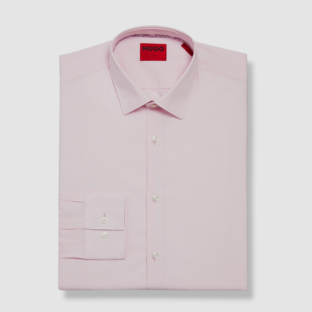 hugo boss pink dress shirt Hugo Boss Sharp Fit Easy Iron Spread Collar Solid Twill Dress Shirt, Mens, 15.5 x 34/35, Light Pastel Pink