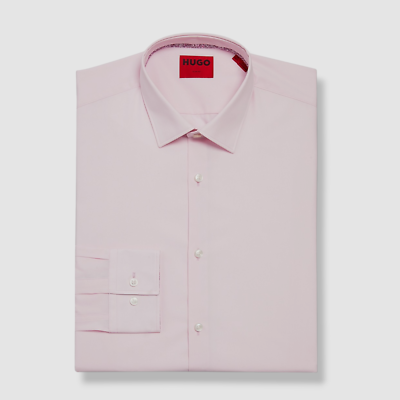 Hugo Men's Koey Cotton Floral Trim Slim Fit Dress Shirt - Pink - Size 16R
