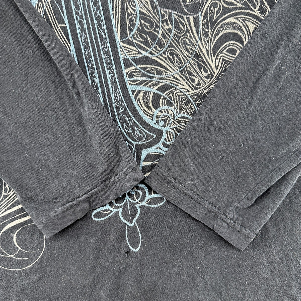 VINTAGE XZAVIER Shirt Mens XL Black Wings Cross Cyber Skater Emo